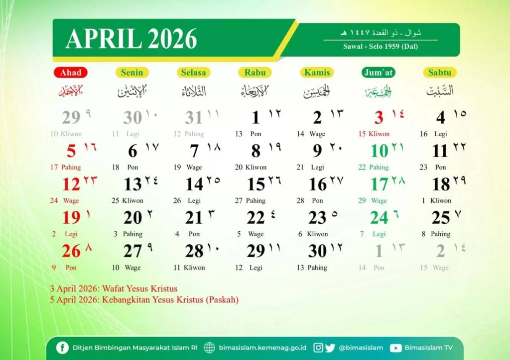Senin, 27 April 2026: Jadwal Peringatan Nasional, Internasional, dan Konversi Hijriah yang Perlu Diketahui