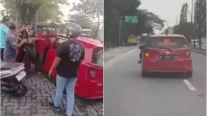 Bikin Heboh! Polisi Selidiki Aksi Pria Bergelantungan di Mobil Merah Viral di Jakarta Barat