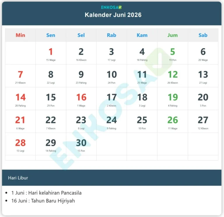 Jadwal Tanggal Merah Juni 2026: Libur Nasional, Long Weekend, dan Tips Liburan Keluarga