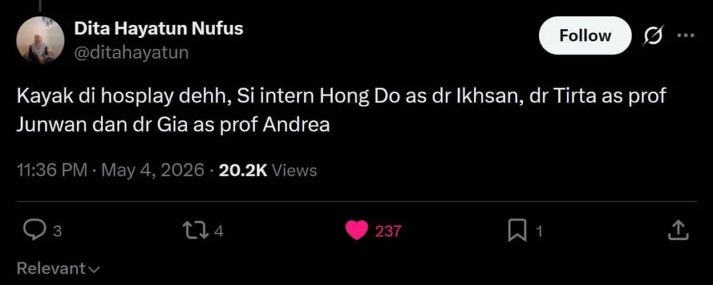 Netizen Kocak: dr. Gia, dr. Tirta, dan dr. Ikhsan Dijuluki Karakter Drakor Medis!
